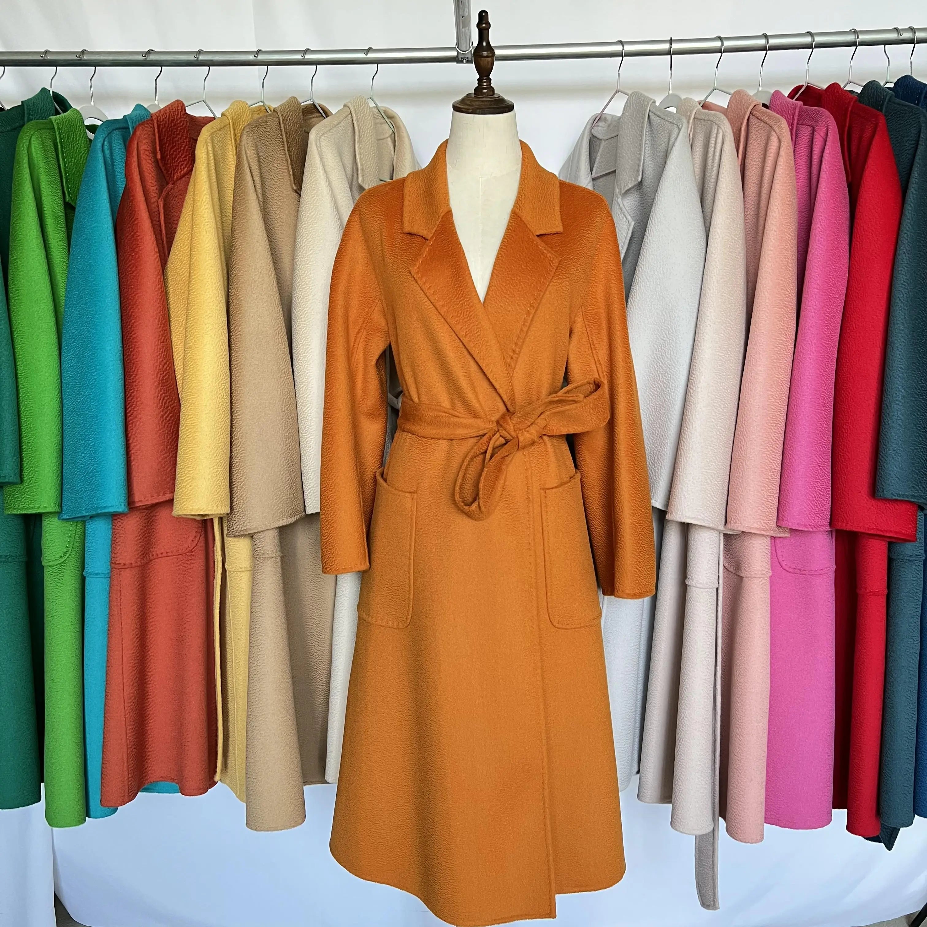 SPECIAL OFFER Cashmere Coat Female Winter Mid-Length Corrugated Coat Black Wool Coat Woman Autumn New Casual Fashion Beige Coat