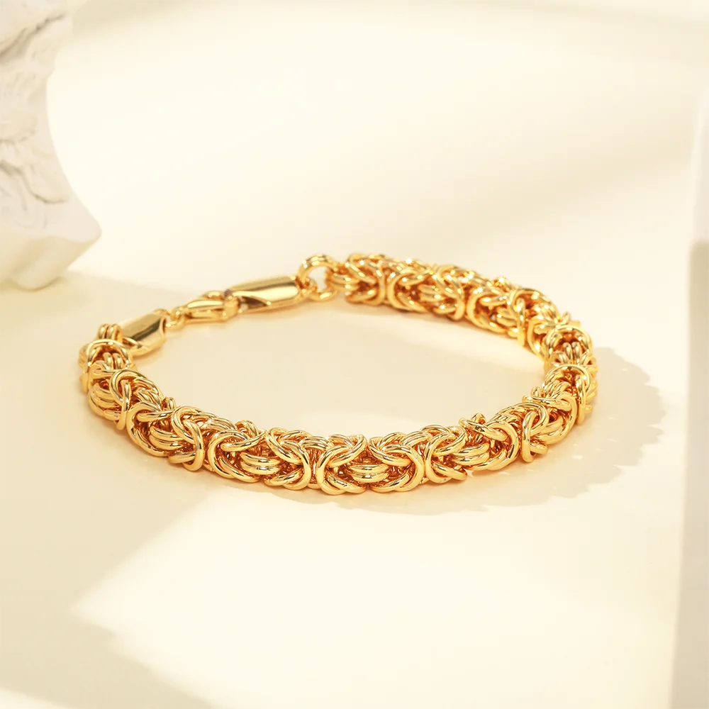 18K Gold Plated 8 Inches Braided Bracelet for Women Men 925 Sterling Silver Fashion Charm Couple Gift Jewelry Accessories USA