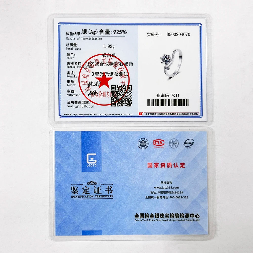 Real 925 Silver Moissanite Jewelry Set pendant necklace ring Stud Earrings Solitaire Pendant Necklace Set for Women Men Gift