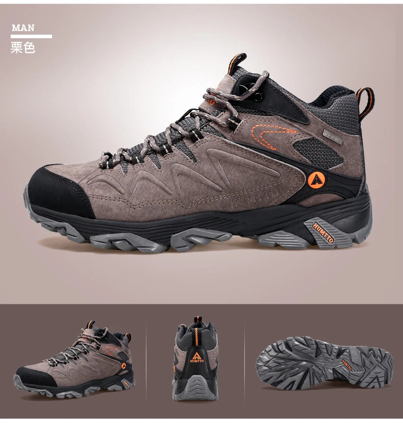 HUMTTO Waterproof Hiking Shoes Leather Trekking Boots Outdoor Sneakers for Men Male Camping Hunting Mens Tactical Ankle Boots