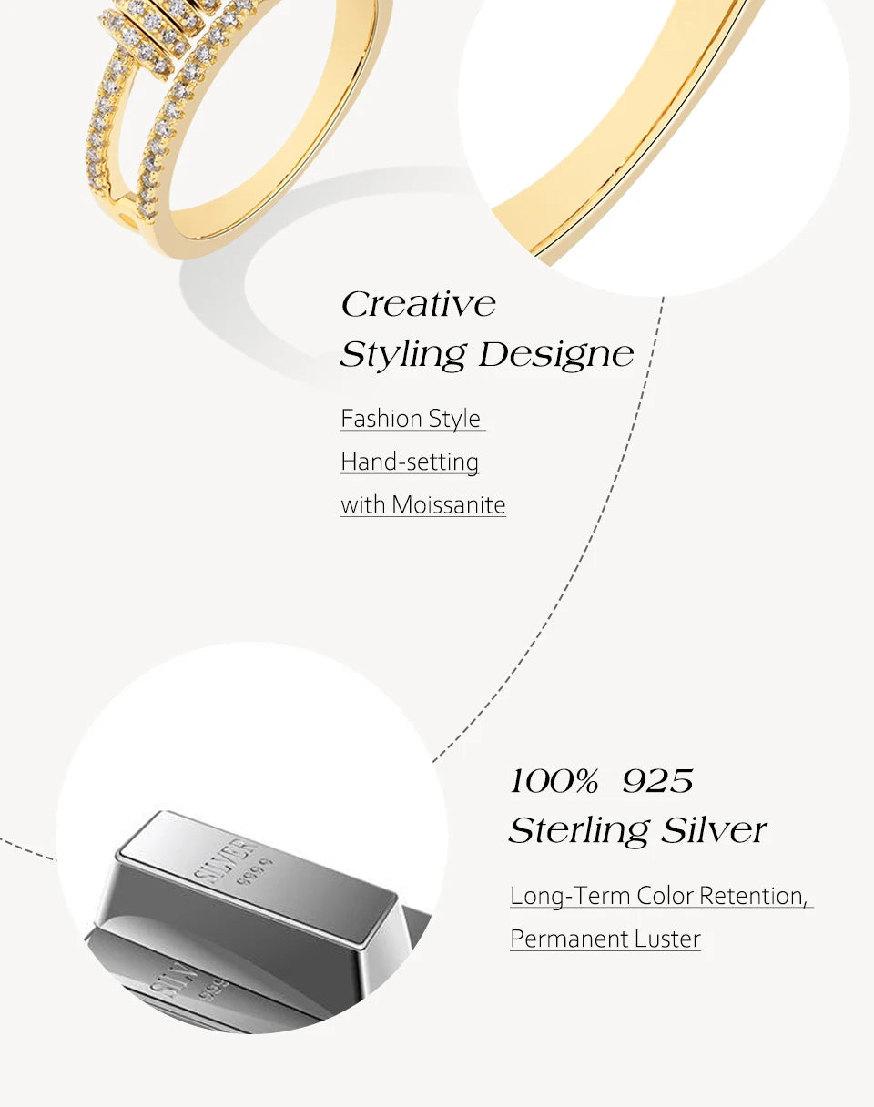 CHARMING Customize Full Moissanite Ring Brilliant Lab Diamond 925 Sterling Sliver Gold for Women Plated Wholesale Fine Jewelry