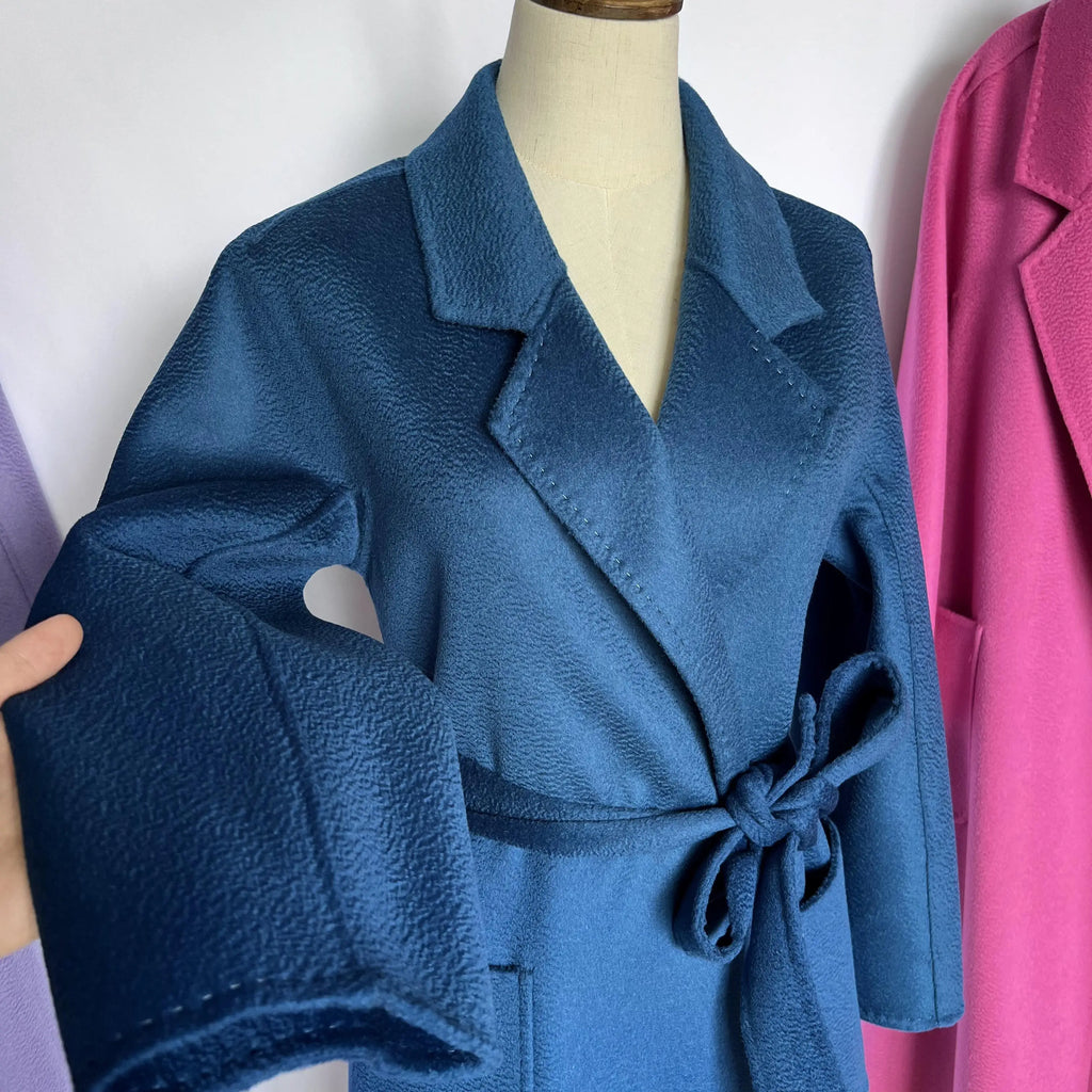 SPECIAL OFFER Cashmere Coat Female Winter Mid-Length Corrugated Coat Black Wool Coat Woman Autumn New Casual Fashion Beige Coat