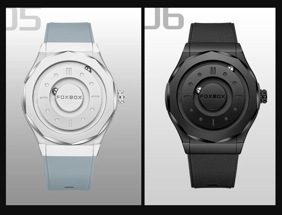 FOXBOX Creative Scrolling Pointer Magnetic Force Men's Quartz Wristwatches Outdoor Sports Waterproof Watch Men Relogio Masculino