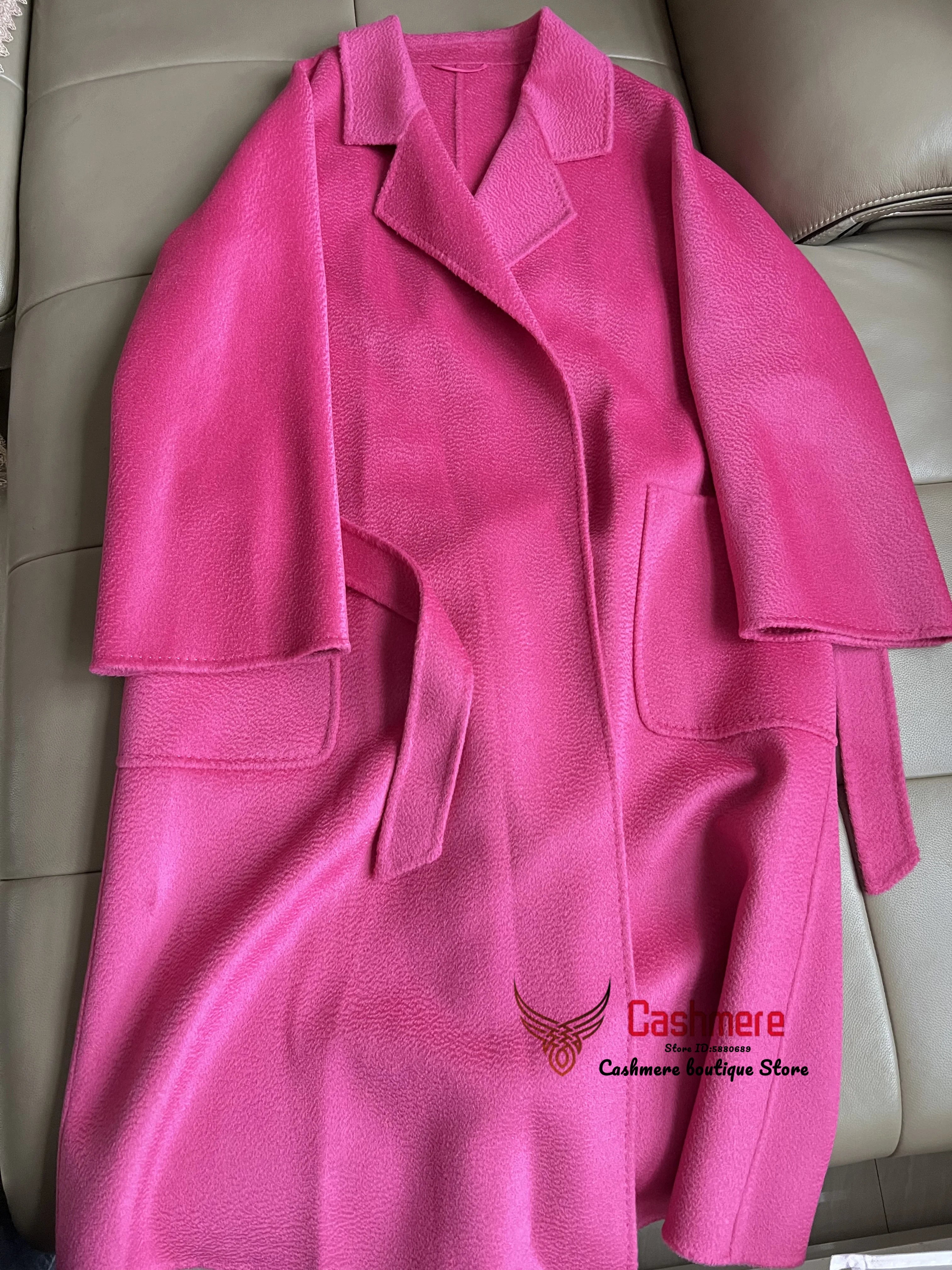 SPECIAL OFFER Cashmere Coat Female Winter Mid-Length Corrugated Coat Black Wool Coat Woman Autumn New Casual Fashion Beige Coat