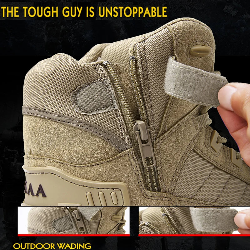 New men's hiking boots, high top combat training boots, anti slip snow boots, field desert boots, outdoor cycling shoes