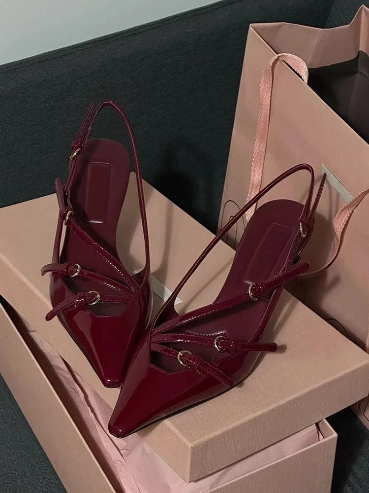 Women's High Heels Fashion Buckle Luxury 2024 Women's Shallow Sandals High Heeled