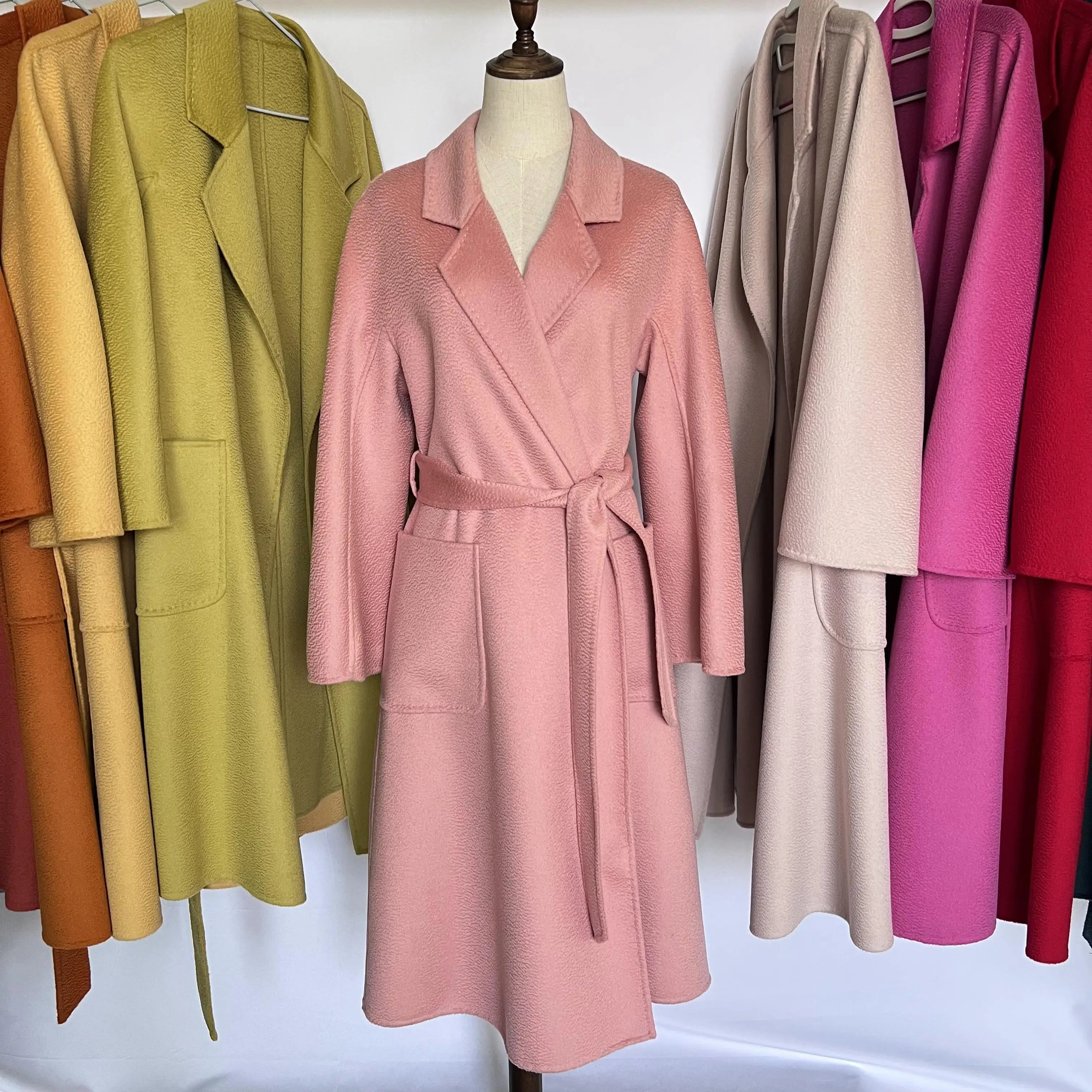 SPECIAL OFFER Cashmere Coat Female Winter Mid-Length Corrugated Coat Black Wool Coat Woman Autumn New Casual Fashion Beige Coat