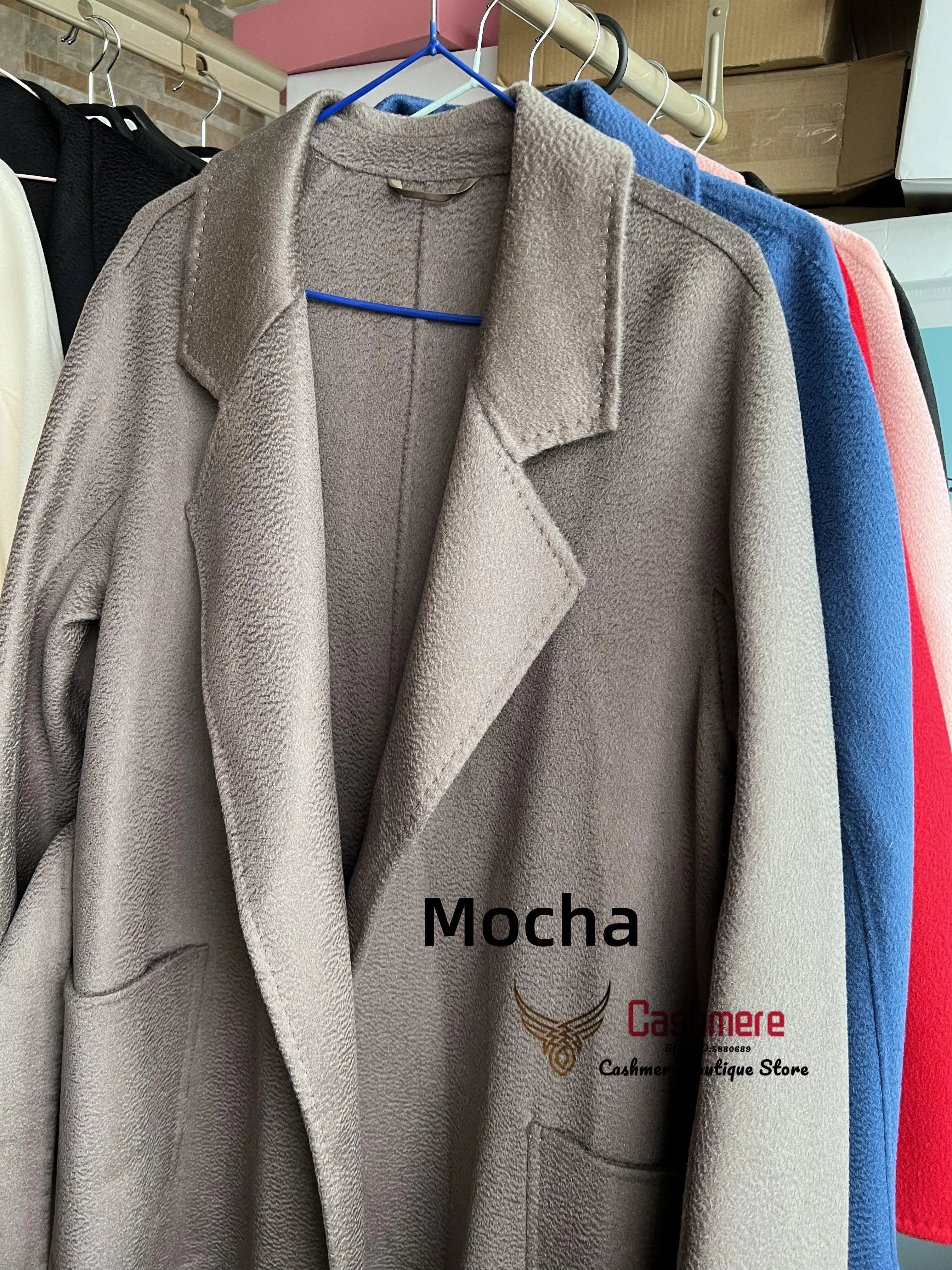 SPECIAL OFFER Cashmere Coat Female Winter Mid-Length Corrugated Coat Black Wool Coat Woman Autumn New Casual Fashion Beige Coat