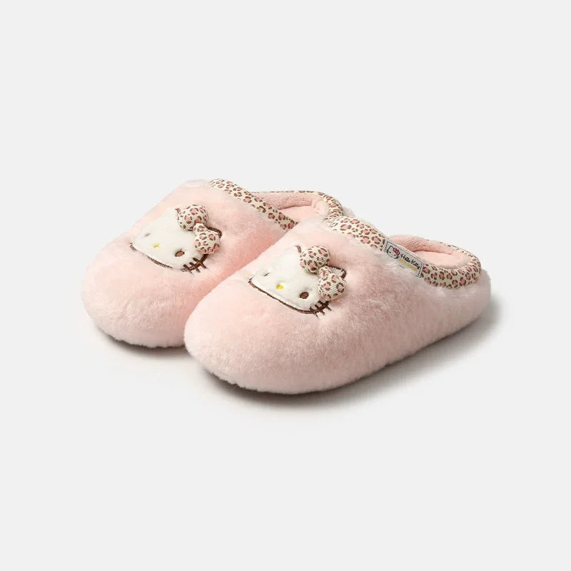 Autumn Winter Hello Kitty Slippers For Women Plush Kawaii Cute Sanrio Home Warm Cotton Slippers Cartoon Home Indoor Shoes Gifts