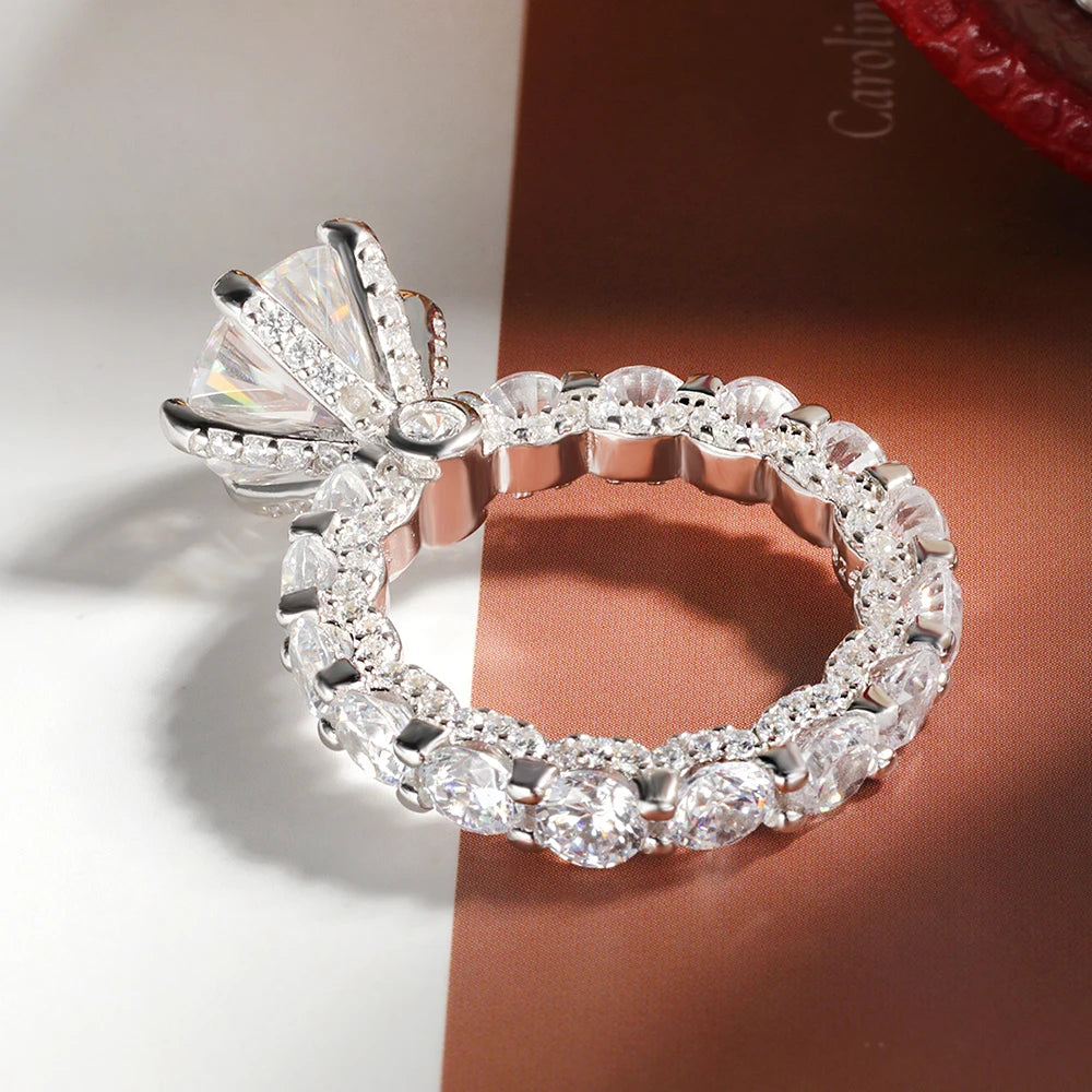 4Carat Moissanite Engagement Rings With Certificate S925 Silver Hidden Halo Diamond Wedding Ring Eternity Band For Women Jewelry