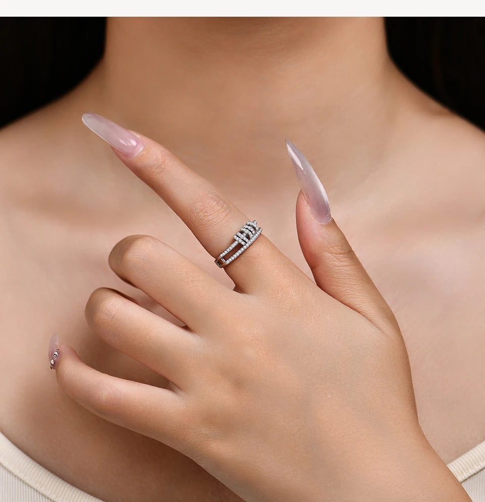 CHARMING Customize Full Moissanite Ring Brilliant Lab Diamond 925 Sterling Sliver Gold for Women Plated Wholesale Fine Jewelry