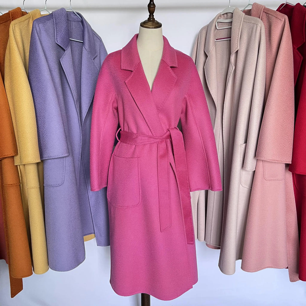 SPECIAL OFFER Cashmere Coat Female Winter Mid-Length Corrugated Coat Black Wool Coat Woman Autumn New Casual Fashion Beige Coat