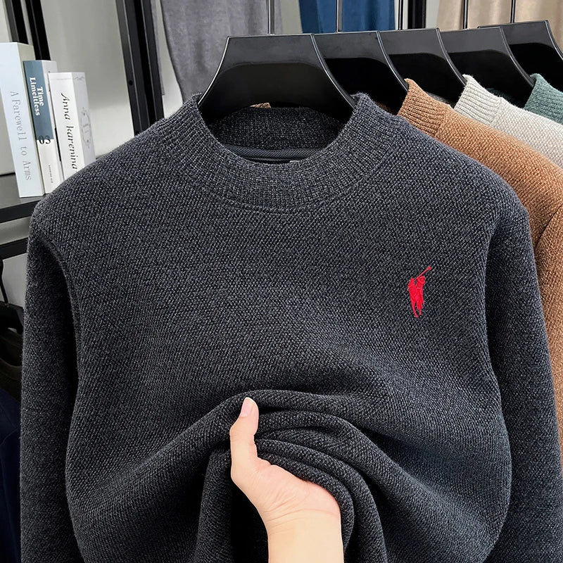 High-end designer new sweater men round neck fashion brand classic Paul embroidery luxury winter plush thick warm knit pullover