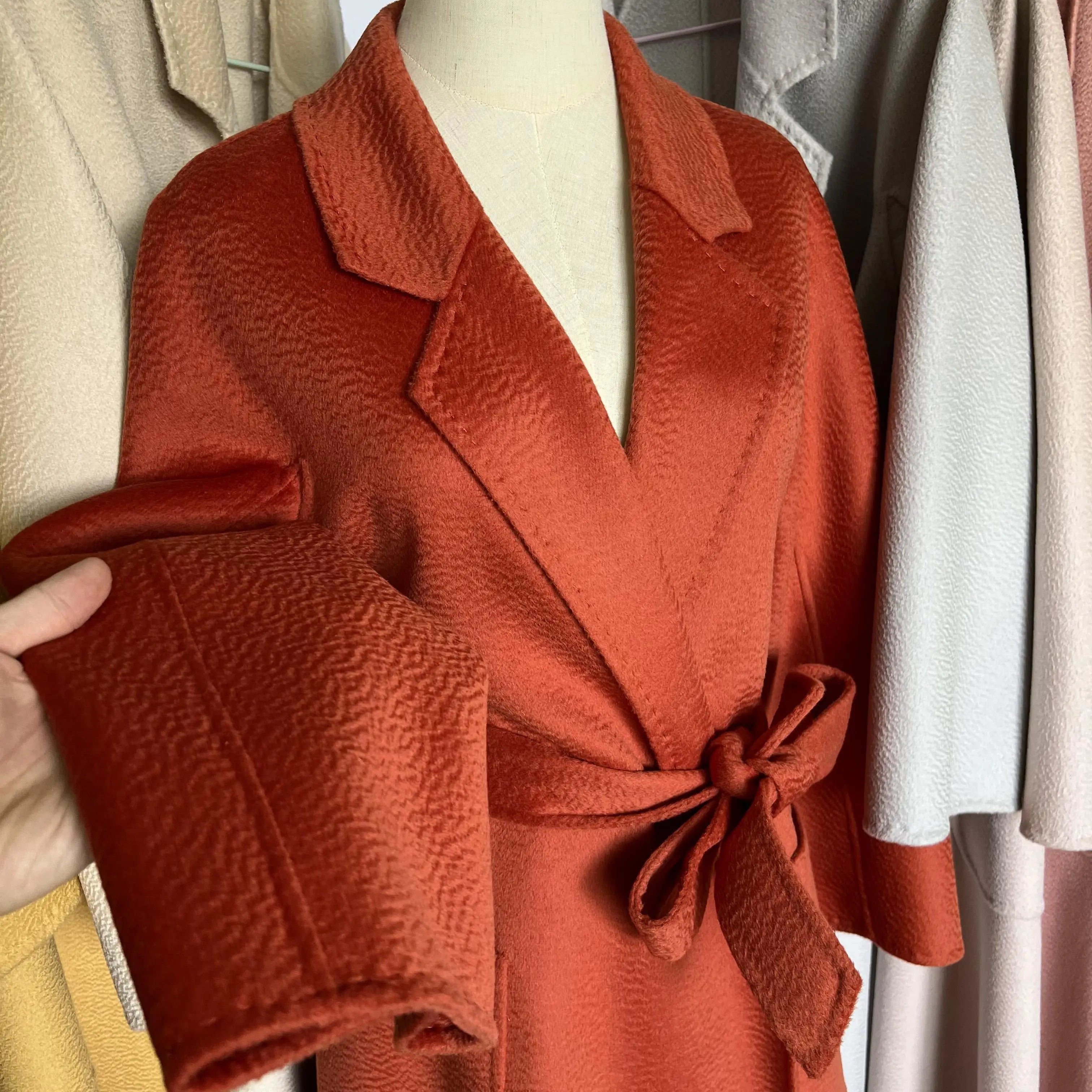 SPECIAL OFFER Cashmere Coat Female Winter Mid-Length Corrugated Coat Black Wool Coat Woman Autumn New Casual Fashion Beige Coat