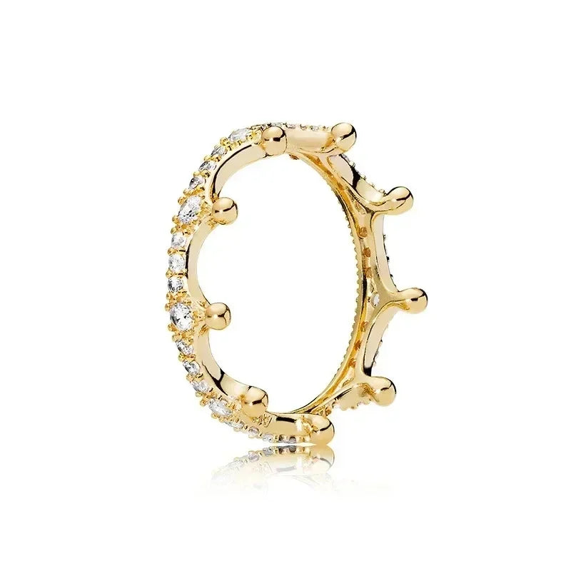 Classic 925 Sterling Silver New Heart shaped Crowns Circulars Ring Light Luxury Exquisite Charm Jewelry Festival Surprise Gift