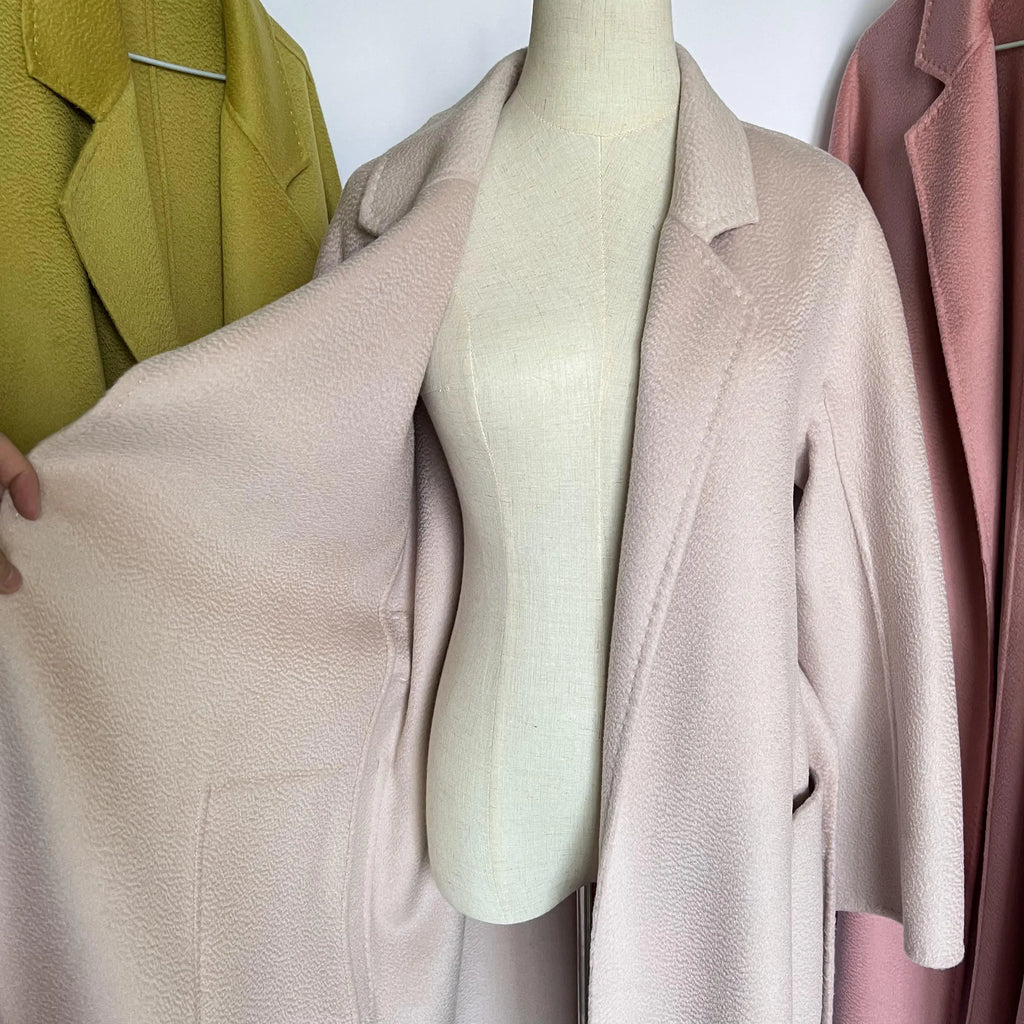 SPECIAL OFFER Cashmere Coat Female Winter Mid-Length Corrugated Coat Black Wool Coat Woman Autumn New Casual Fashion Beige Coat