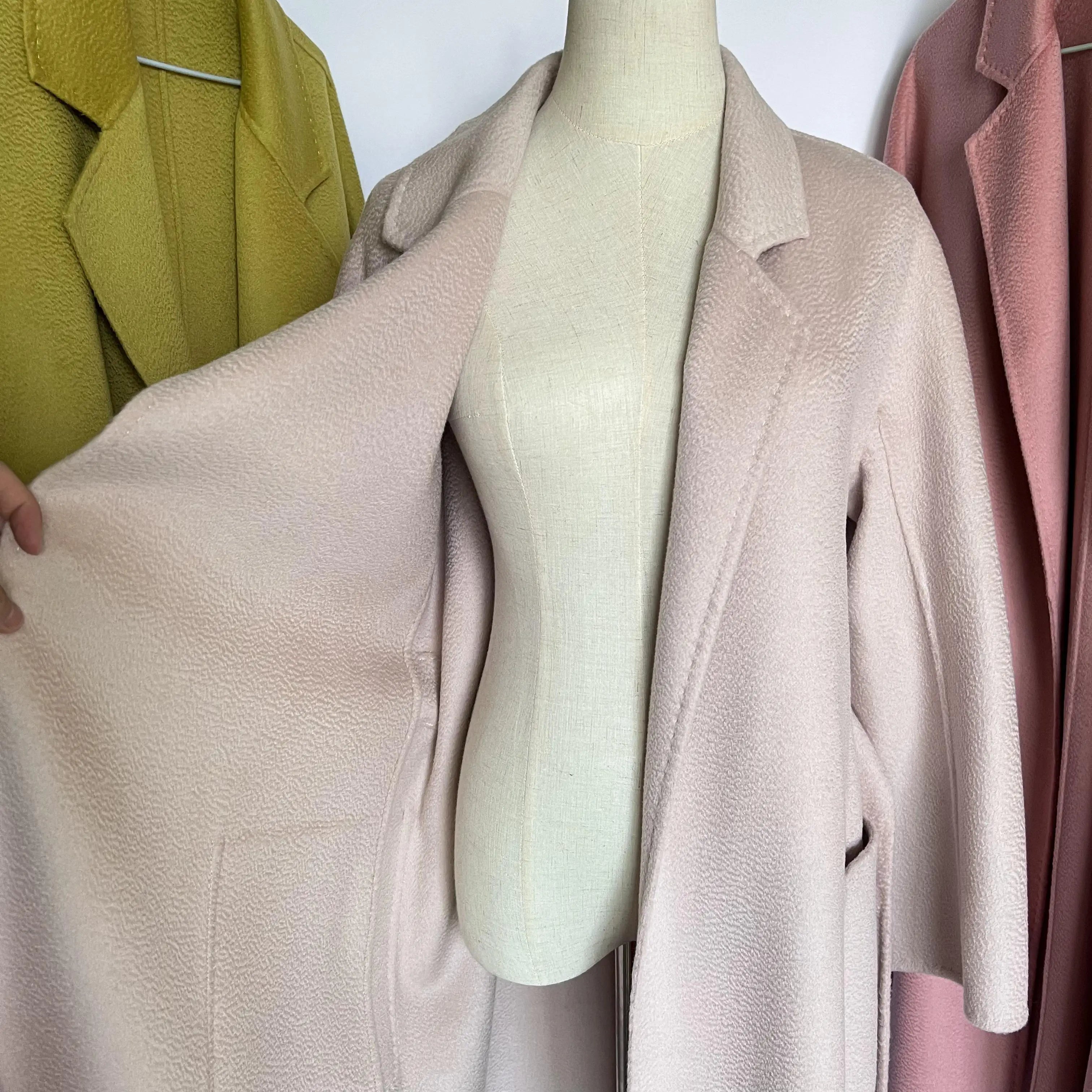 SPECIAL OFFER Cashmere Coat Female Winter Mid-Length Corrugated Coat Black Wool Coat Woman Autumn New Casual Fashion Beige Coat