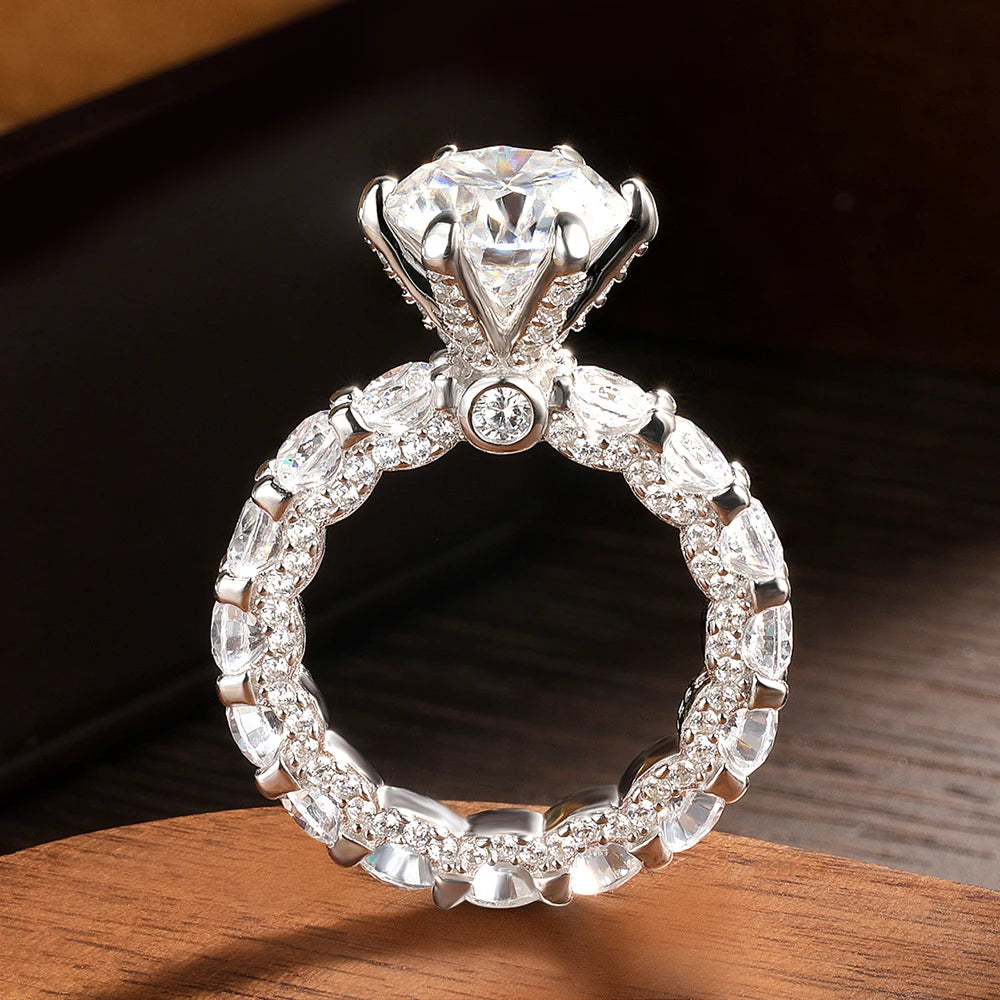 4Carat Moissanite Engagement Rings With Certificate S925 Silver Hidden Halo Diamond Wedding Ring Eternity Band For Women Jewelry