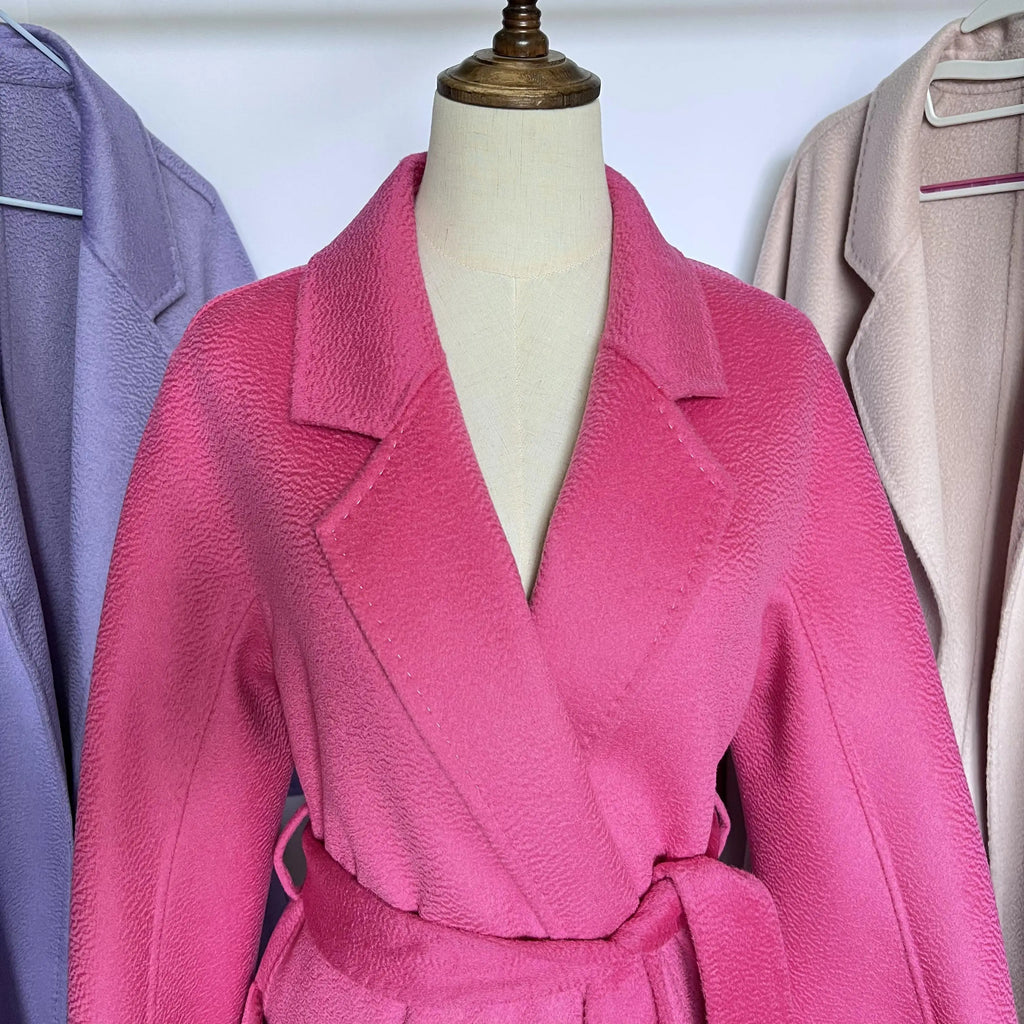 SPECIAL OFFER Cashmere Coat Female Winter Mid-Length Corrugated Coat Black Wool Coat Woman Autumn New Casual Fashion Beige Coat