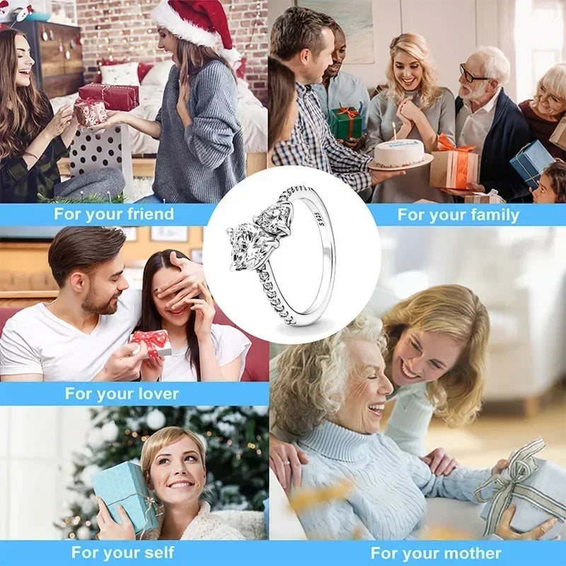 Classic 925 Sterling Silver New Heart shaped Crowns Circulars Ring Light Luxury Exquisite Charm Jewelry Festival Surprise Gift