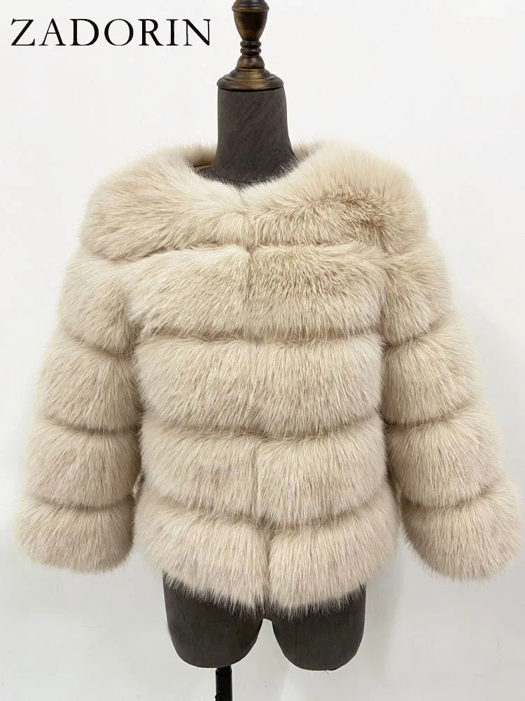 ZADORIN S-6XL Mink Coat Winter Black White Faux Fur Coat Woman Elegant Fluffy Faux Fur Jacket Top Short Fur Coats Woman Clothing