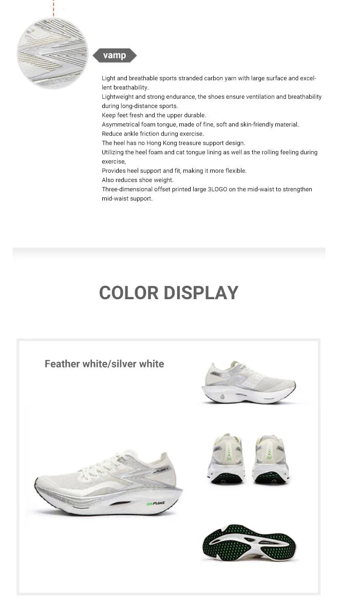 361 Degrees NEW Flame 3.0 Men Running Shoes Marathon Carbon Plate Racing Breathable Cushioning Non-Slip Sneakers Male 672412207