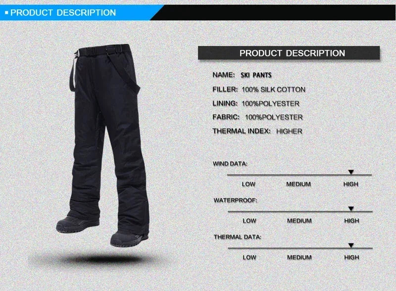 New Thermal Winter Skiing Down Jacket Ski Suit Men Snowboard Bibs Pants Warm Set Male Snowmobile Clothing For Wear Overalls