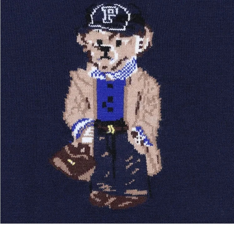 New 2024 Autumn Winter Pullover Sweater Women Cashmere Knitwear Tops Bear Print Warm Pullovers Korean Fashion Chic Woman Clothes