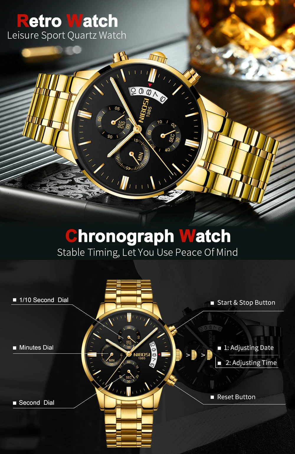 NIBOSI Mens Watches Top Brand Luxury Famous Men's Dress Watch Fashion Casual Military Quartz Wristwatches Saat Relogio Masculino
