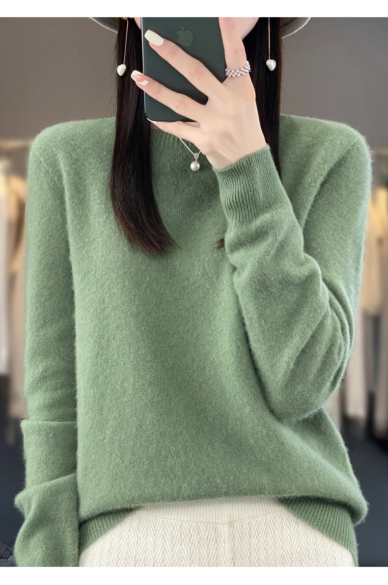 New cashmere sweater women's sweater in autumn and winter 100% merino wool fashion O-neck autumn warm pullover top