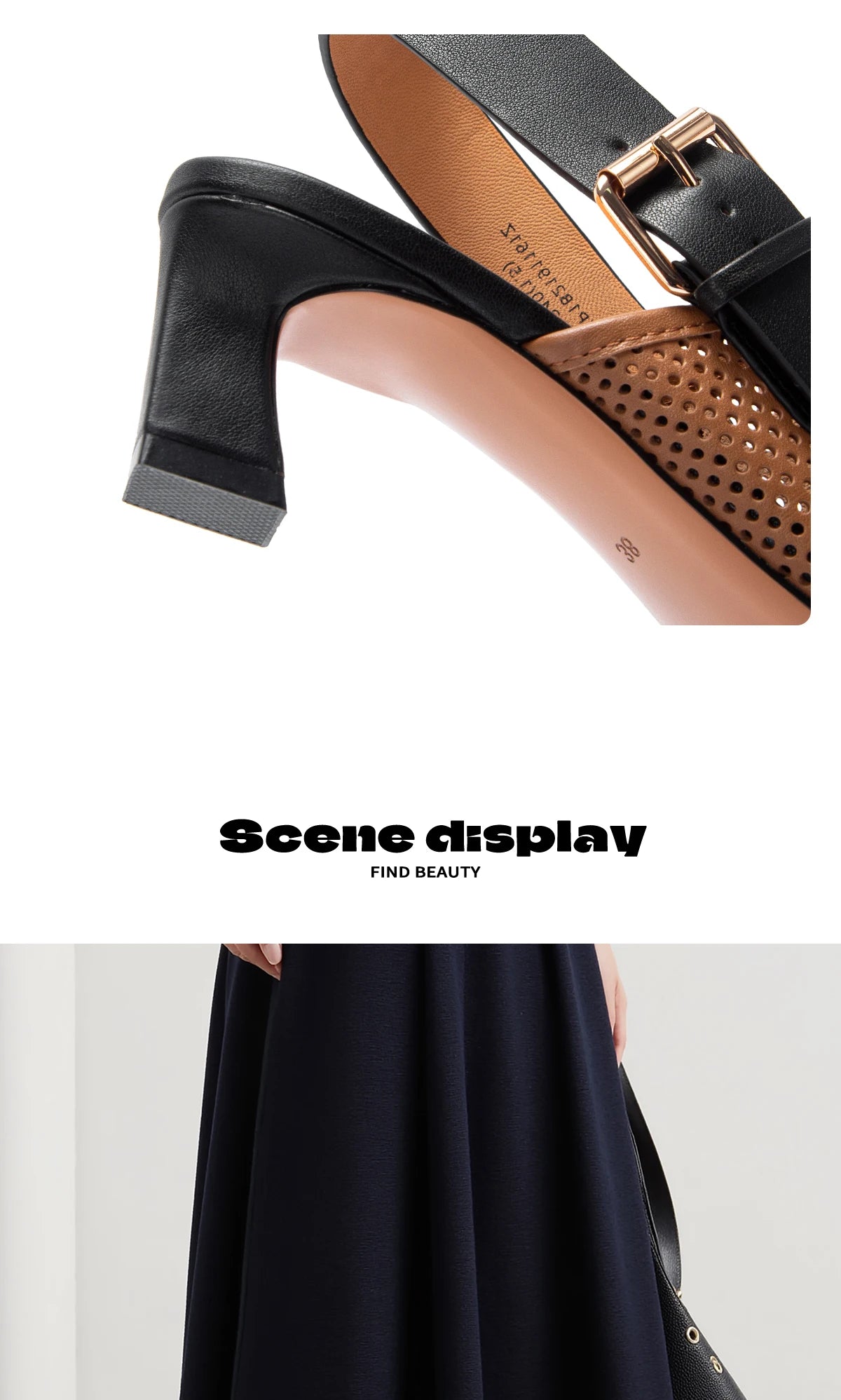 Luxury brand women's shoes summer sandals leather medium high heel hollow breathable temperament girls shoes 35-40 yards