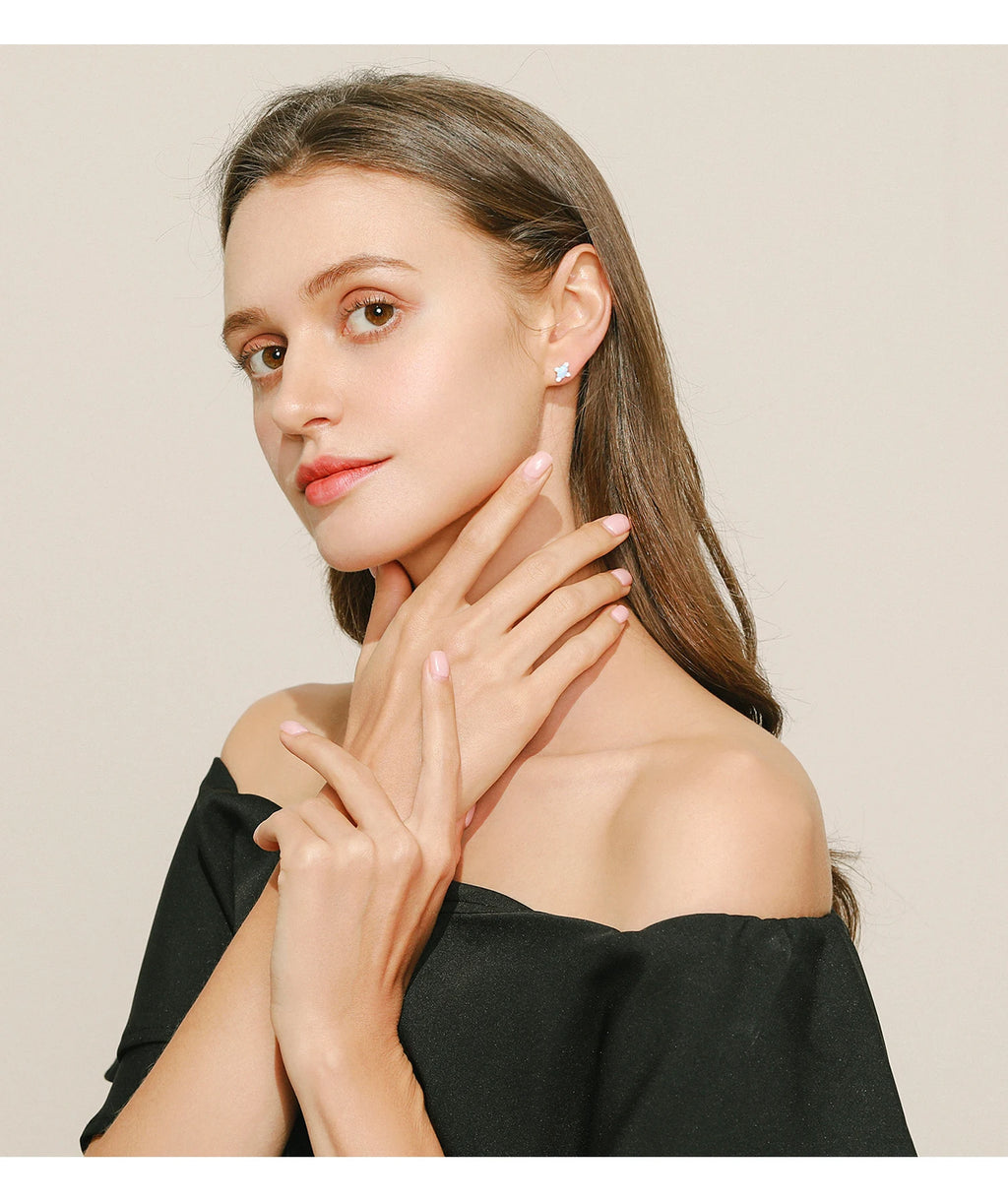 MODIAN Authentic 925 Sterling Silver Geometric Rectangle Natural Opal Jewelry Sets Rings Earrings For Women Wedding Jewelry