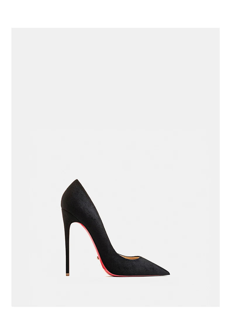 Elegant Women heeled Shoes Red Shiny Bottoms Pointed Toe High Heels Designer Luxury Leopard Suede Pumps Fashion Party Prom Shoes