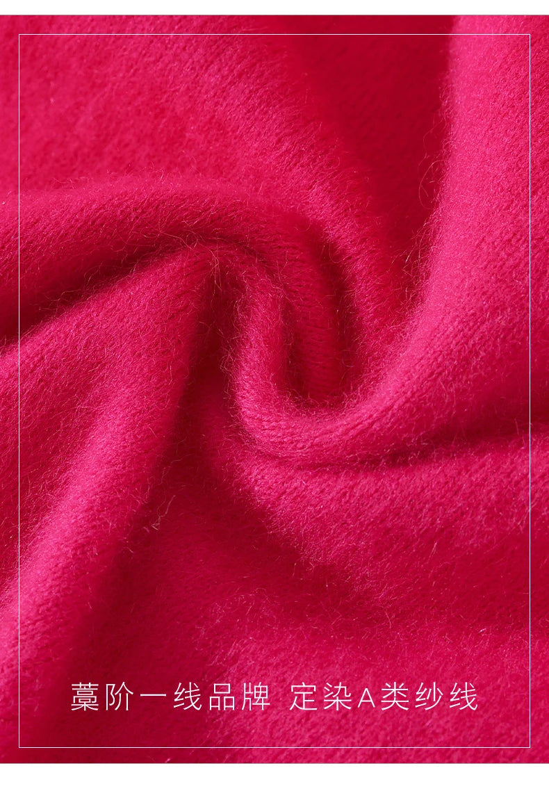 Autumn And Winter New 100% Mink Cashmere Sweater Ladies' High Lapel Solid Color Padded Pullover Wool Knitted Bottoming Shirt