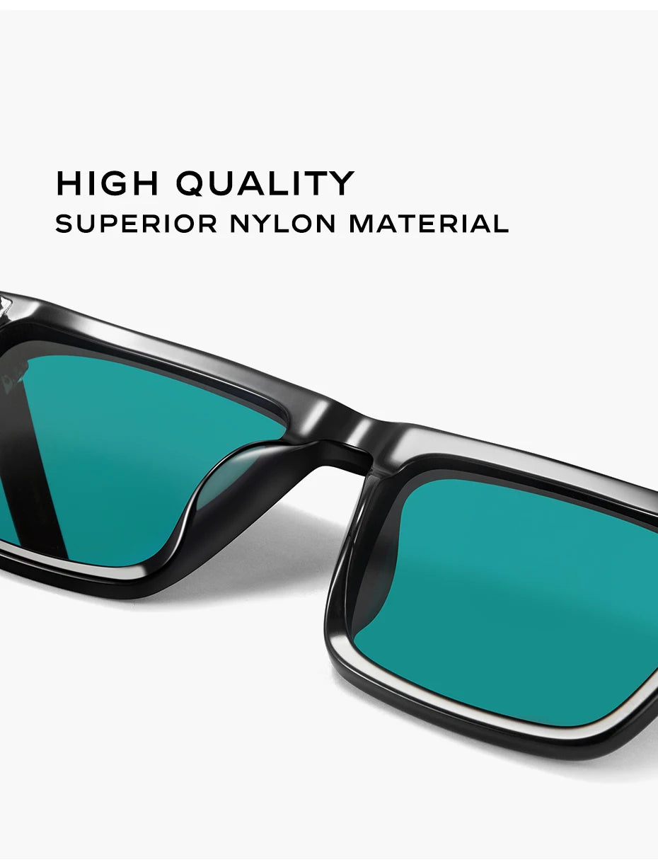 CAPONI Nylon Polarized Sunglasses High Quality Acetate Square Flat Design Sun Glasses For Men UV400 Protect Black Shades CP7499