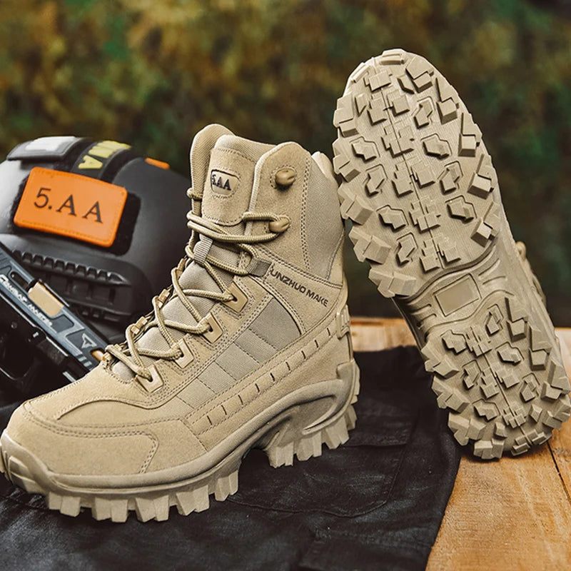New men's hiking boots, high top combat training boots, anti slip snow boots, field desert boots, outdoor cycling shoes