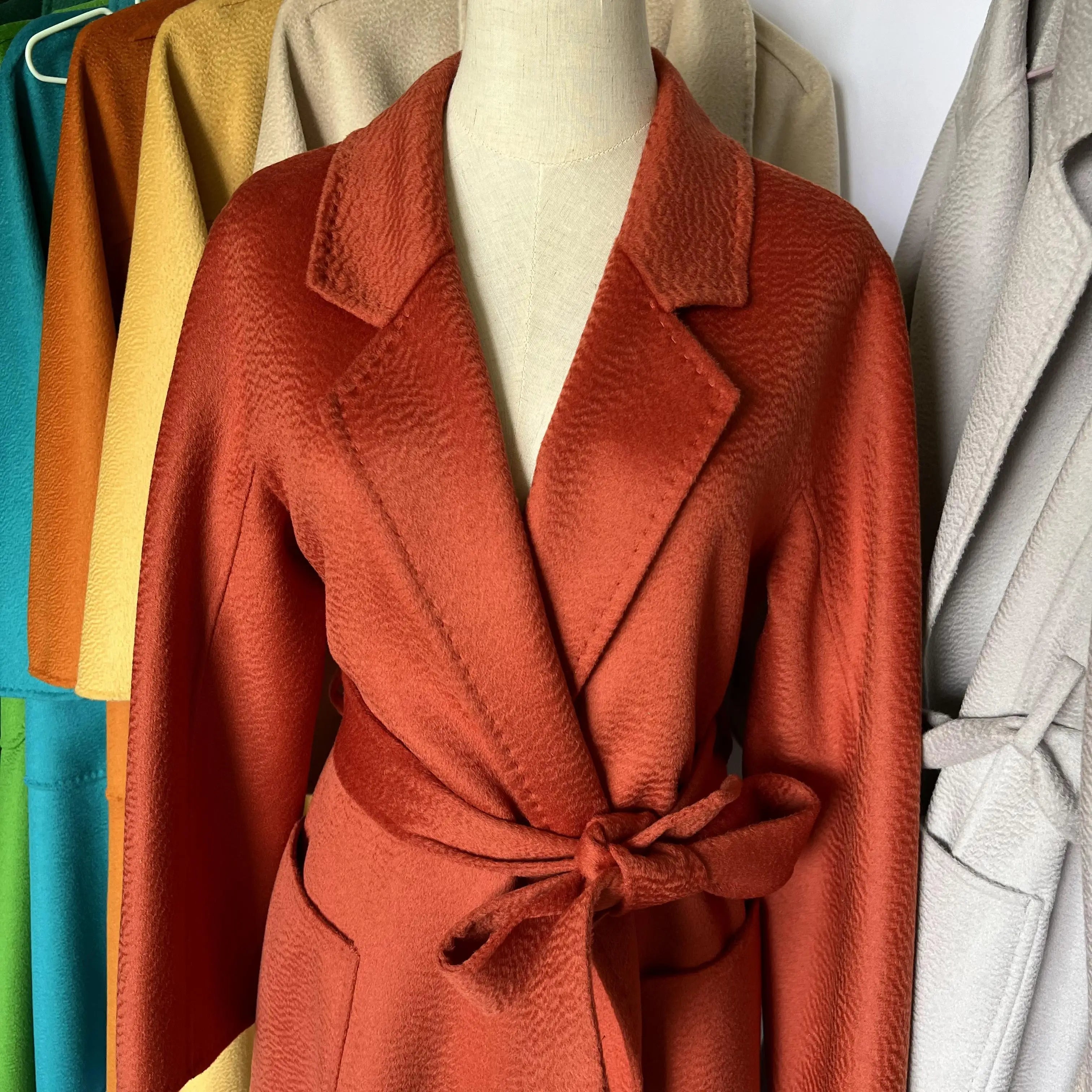 SPECIAL OFFER Cashmere Coat Female Winter Mid-Length Corrugated Coat Black Wool Coat Woman Autumn New Casual Fashion Beige Coat