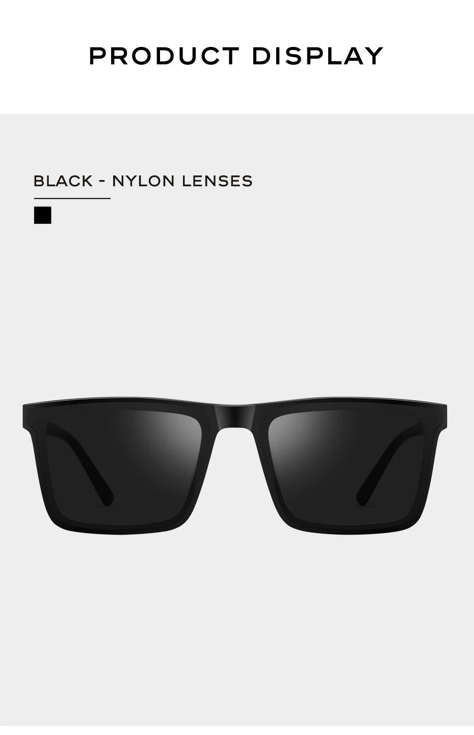 CAPONI Nylon Polarized Sunglasses High Quality Acetate Square Flat Design Sun Glasses For Men UV400 Protect Black Shades CP7499
