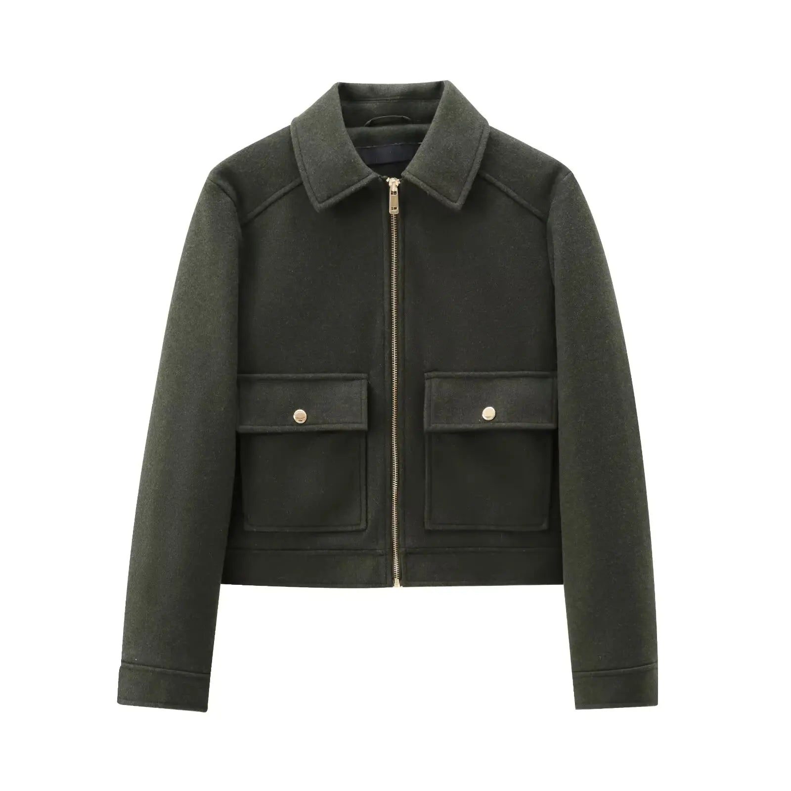 Women's Zipper Jacket Coat New Winter Long Sleeve Pocket Outerwear Coat Short Street Elegant Women's Jacket