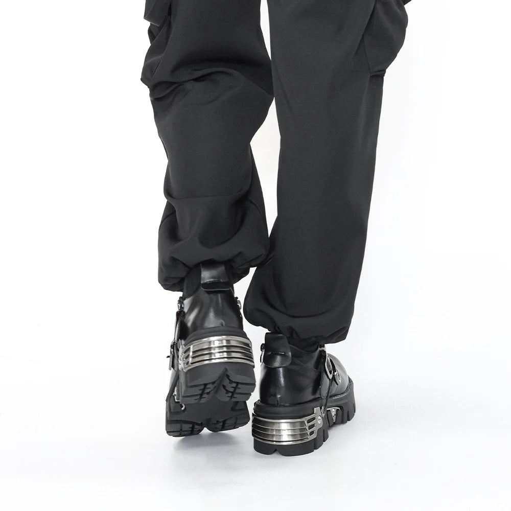 2025 New Dark Punk Style Woman Gothic Flame Carved Vintage Rock Boots Leather Shoes Metal Niche Low Top Platform Shoes