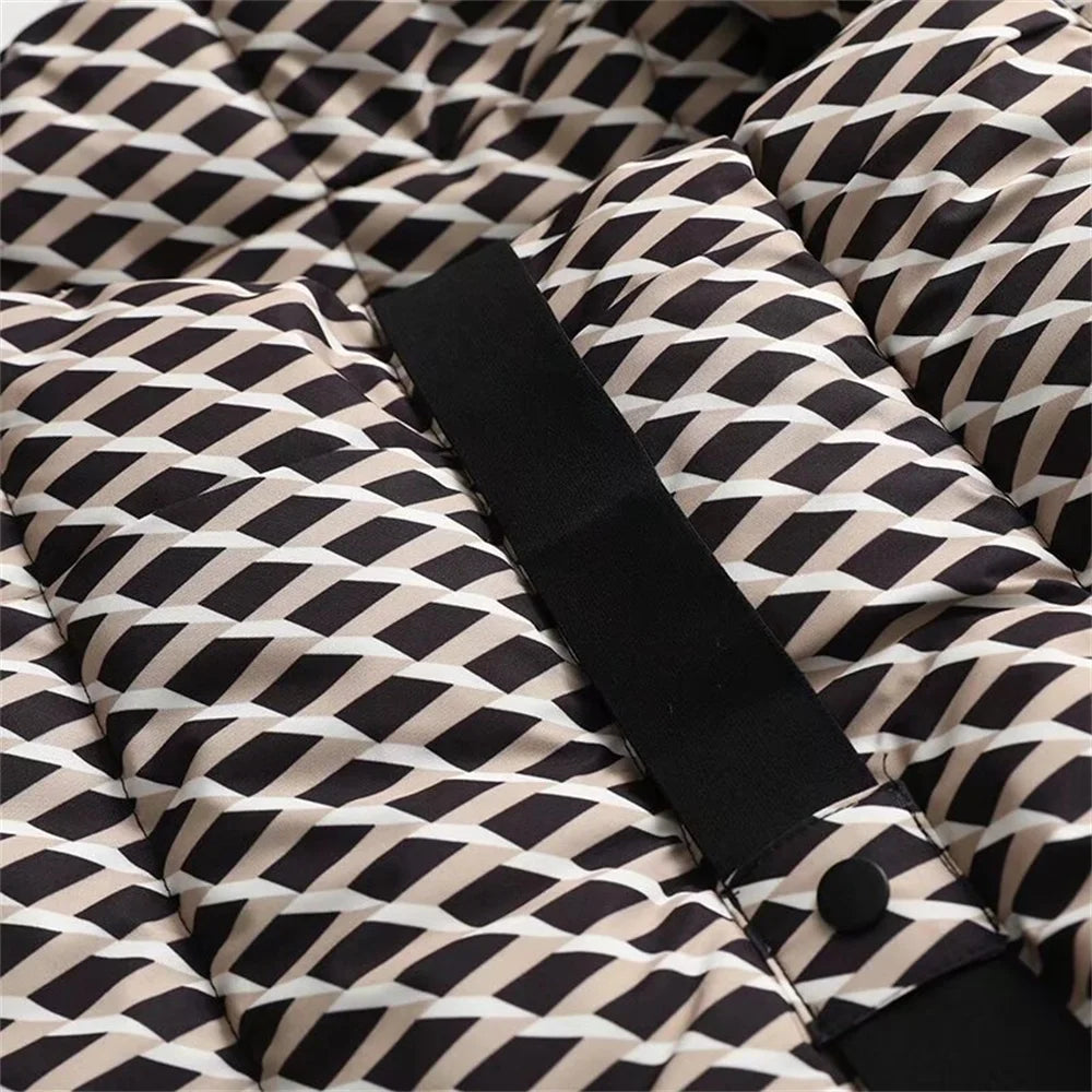 women's warm skiing series waist down cotton jacket winter new hooded slim fit jacket jacket