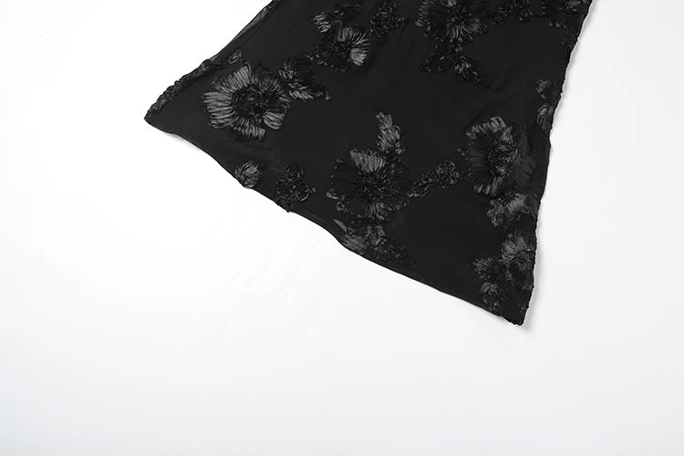 Nibber Elegant Flower Embroidery Maxi Dress Women Low-Neck Cross Bandage Backless Summer Street Trend Skinny Holiday Vestidos