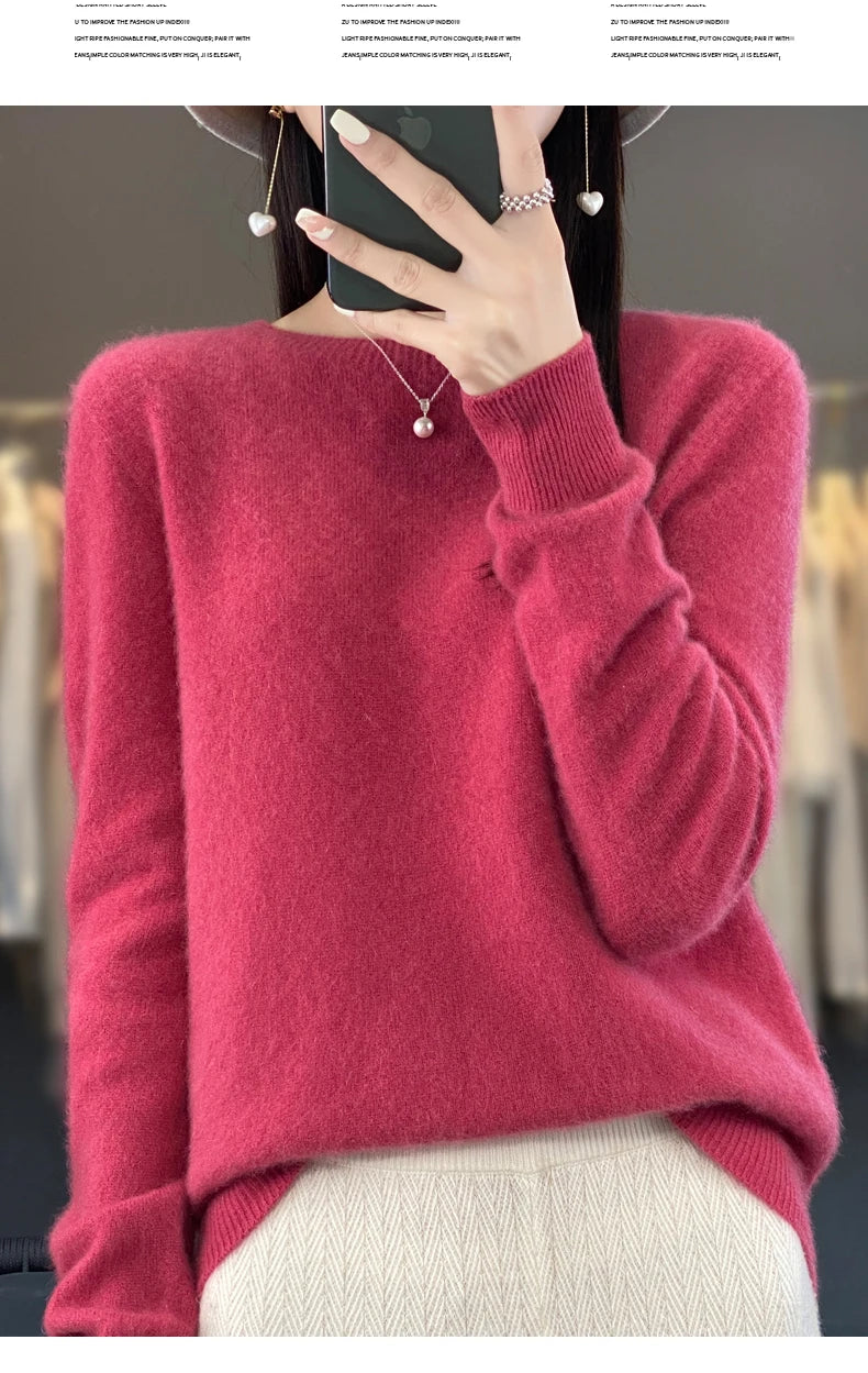 New cashmere sweater women's sweater in autumn and winter 100% merino wool fashion O-neck autumn warm pullover top