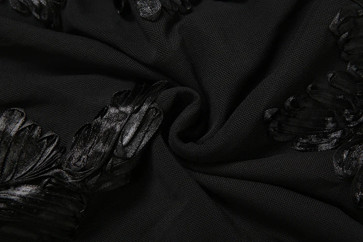 Nibber Elegant Flower Embroidery Maxi Dress Women Low-Neck Cross Bandage Backless Summer Street Trend Skinny Holiday Vestidos