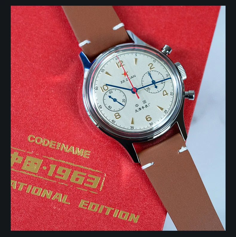 Seagull 1963 International Edition Men's Mechanical Watch Pilot Clock ST1901 Retro Chronograph Wristwatch Air Force Aviation New