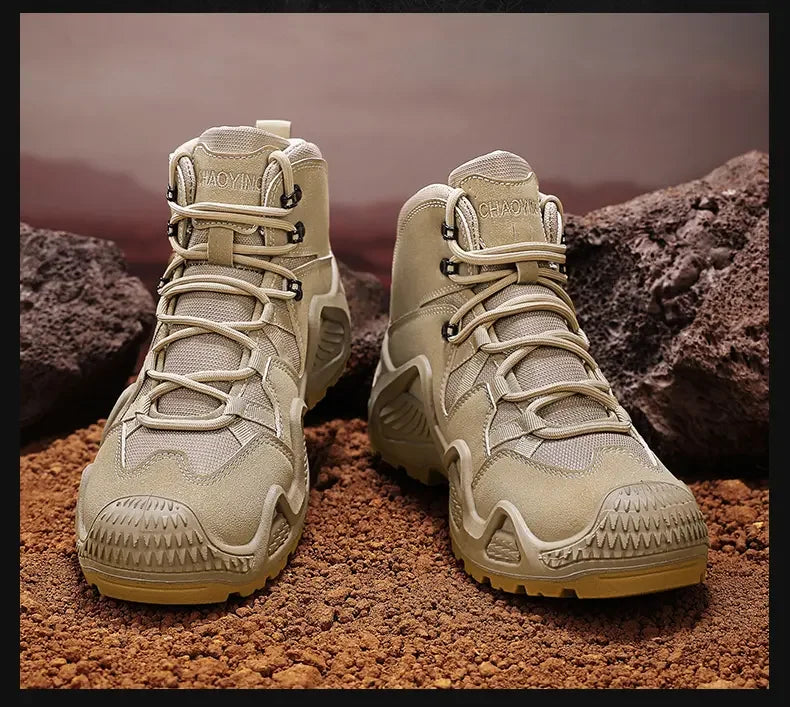 Men Tactical Boots with Straps for Combat Training Waterproof Straps Outdoor Hiking Breathable Shoes Multifunctional Motorcycle