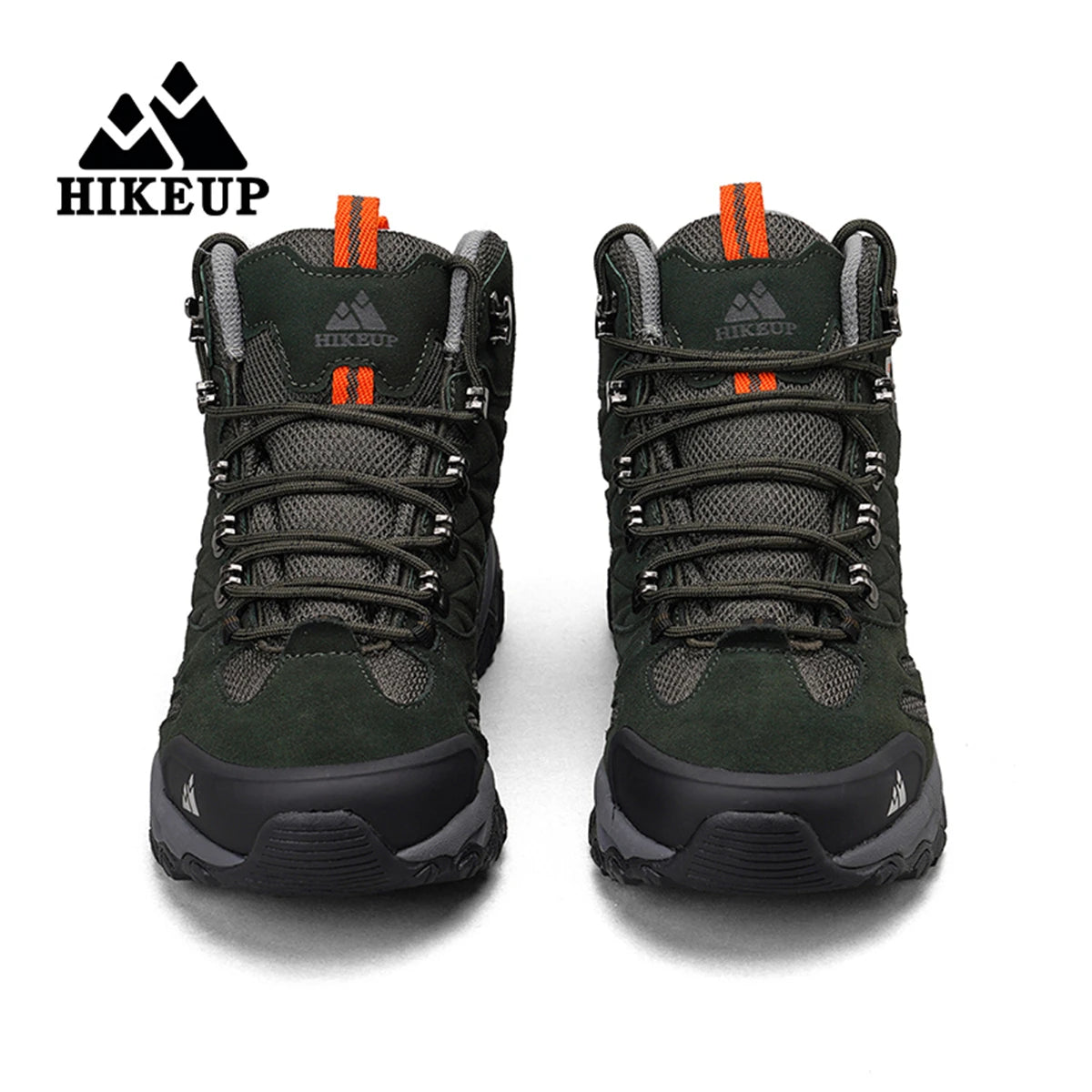 HIKEUP Winter Boot Men Outdoor Hiking Boots Suede High Top Trekking Men Shoes Rainproof Tactical Combat Military Boots