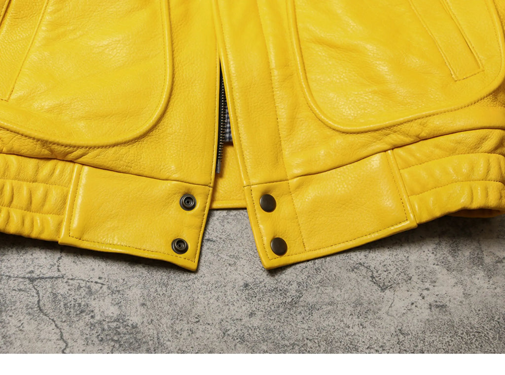 Mauroicardi Spring Autumn Cool Handsome Short Yellow Soft Pu Leather Jacket Men Turn-down Collar Luxury Designer Clothes 2025