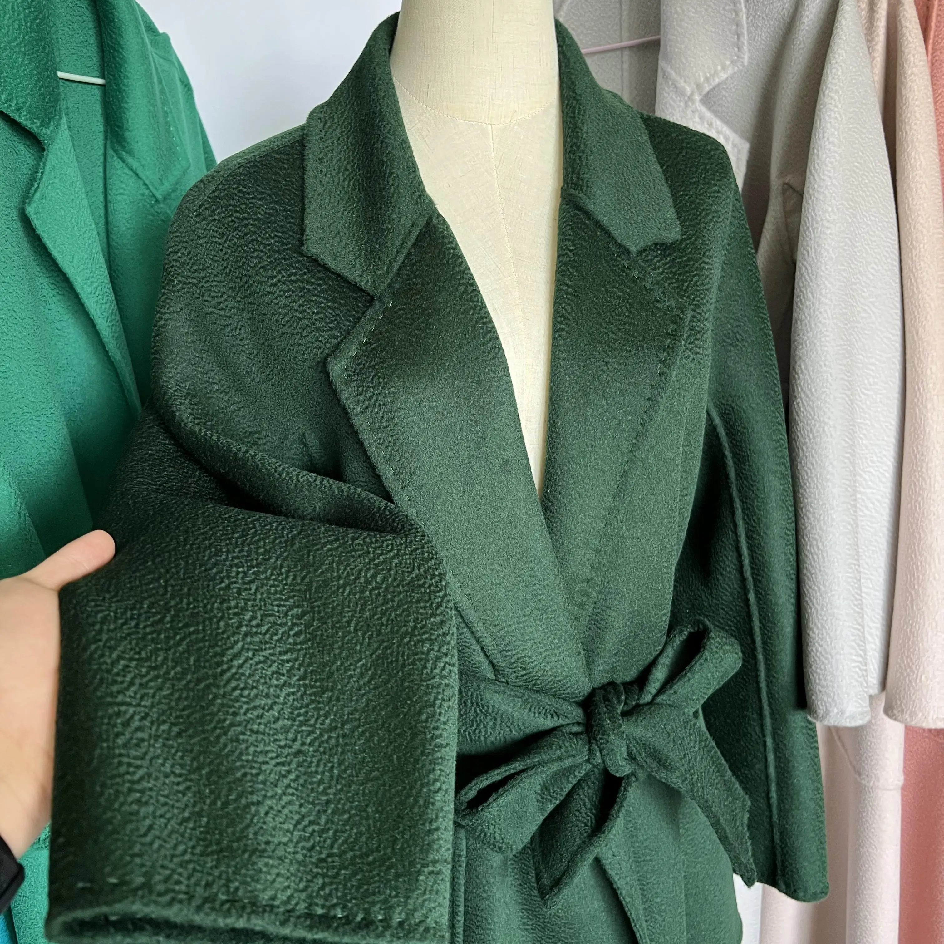 SPECIAL OFFER Cashmere Coat Female Winter Mid-Length Corrugated Coat Black Wool Coat Woman Autumn New Casual Fashion Beige Coat