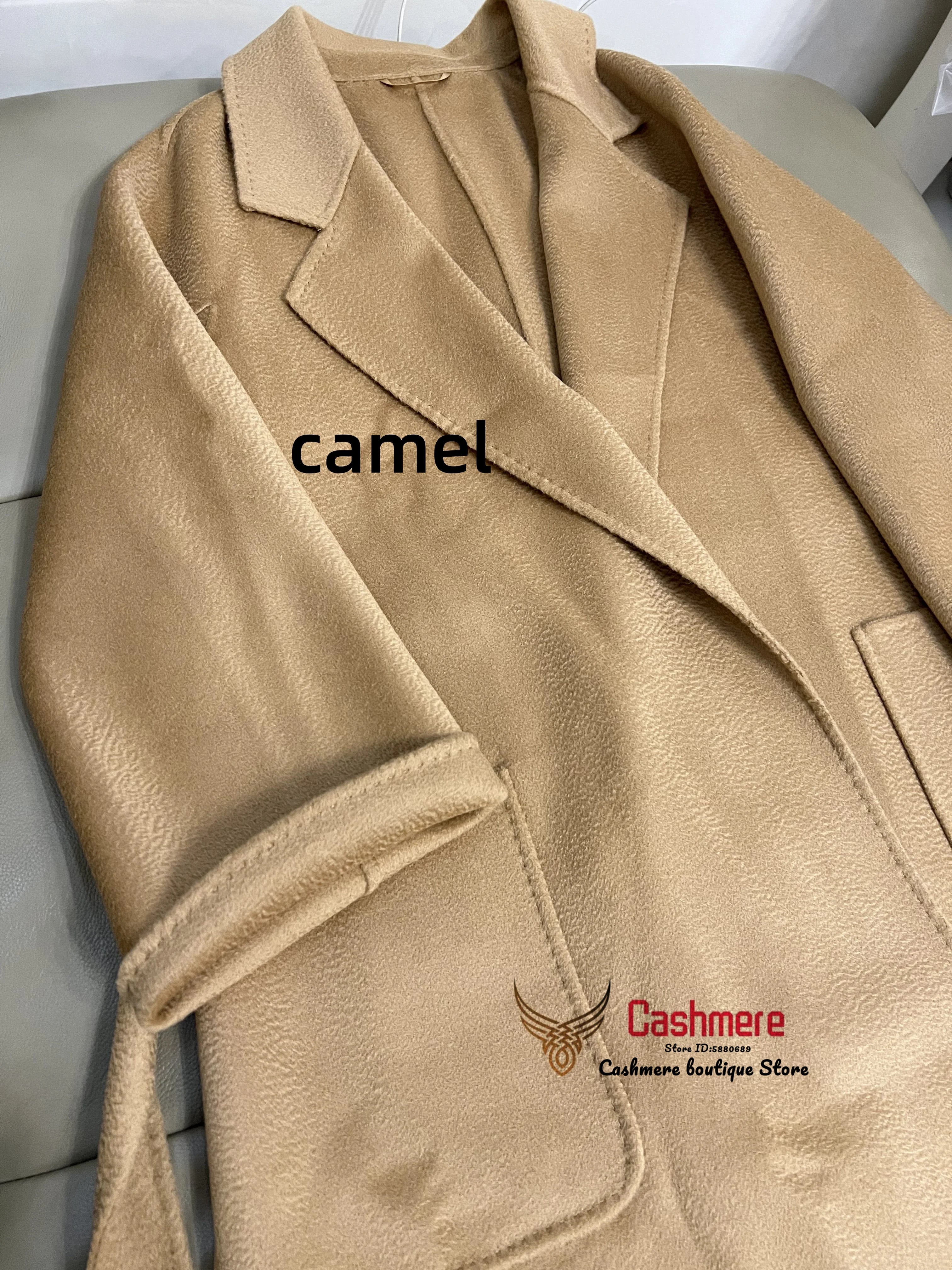 SPECIAL OFFER Cashmere Coat Female Winter Mid-Length Corrugated Coat Black Wool Coat Woman Autumn New Casual Fashion Beige Coat